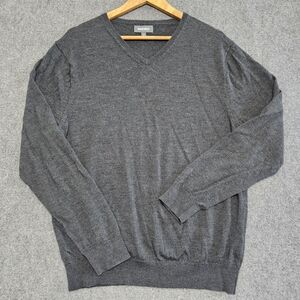 Bonobos Mens Extra fine Merino Wool Sweater Pullover Vneck Knit Dark Gray Golf